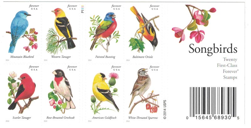 USPS Songbirds Forever Stamps - Booklet of 20 Postage Stamps - Image 2